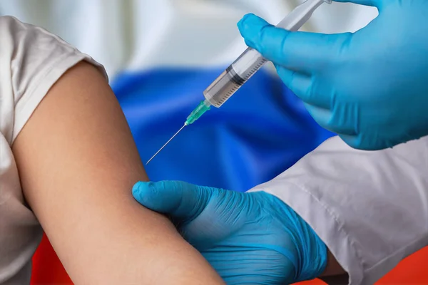 Doctor Vaccinates Child Stop Coronavirus Other Pandemic Diseases — Stock Photo, Image