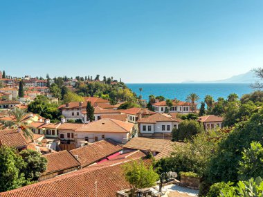 Akdeniz ve Kaleici 'nin eski çatıları Antalya Türkiye' de görülüyor