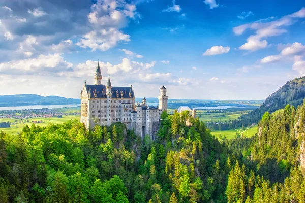 Zamek Neuschwanstein Alpy Bawarskie Niemcy Sławny — Zdjęcie stockowe