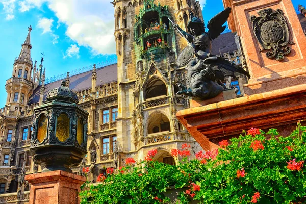 Ayuntamiento Marienplatz Rathaus Columna Munich —  Fotos de Stock