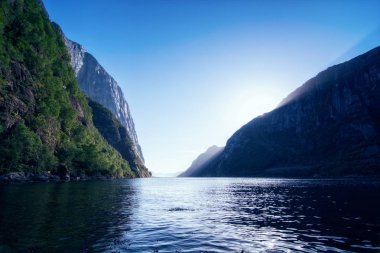 Norveç Lysefjord 'u, çok güzel bir manzara.