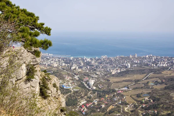 Yalta ve denizin bir yükseklikten görünümü