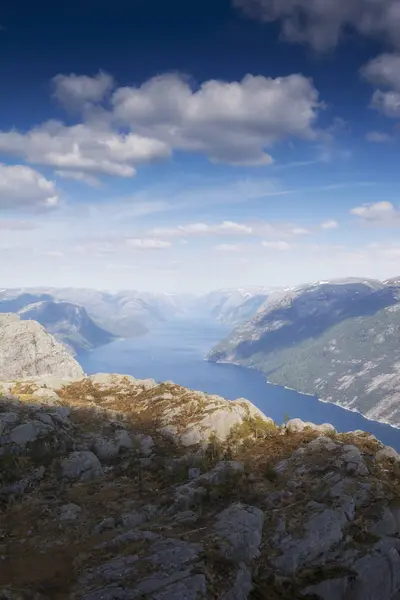 Norveç Lysefjord Çok Güzel Bir Manzara Stok Resim