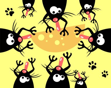 Komik Obur Kedi. Vektör çizim