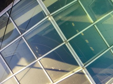 Cam rofftop bir binanın fütüristik yukarıdan aşağıya