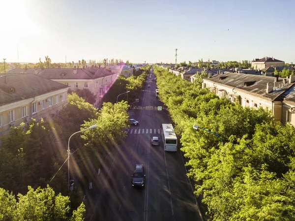 Carretera Con Tráfico Ciudad Atardecer — Foto de Stock