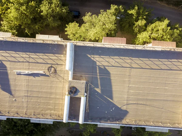 Luchtfoto Close Appartement Dak Van Het Gebouw Stad — Stockfoto