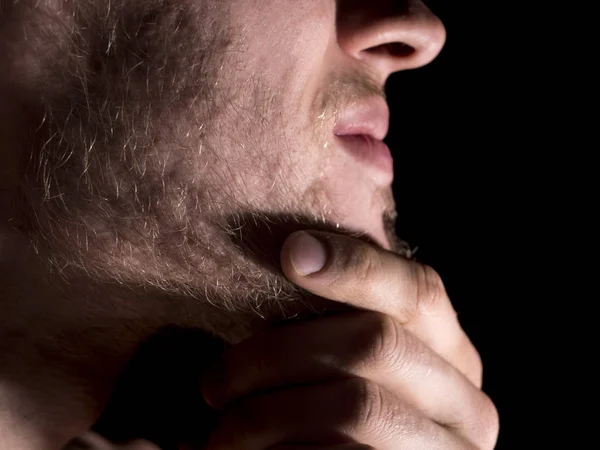 Fechar Mão Barba Homem Isolado — Fotografia de Stock