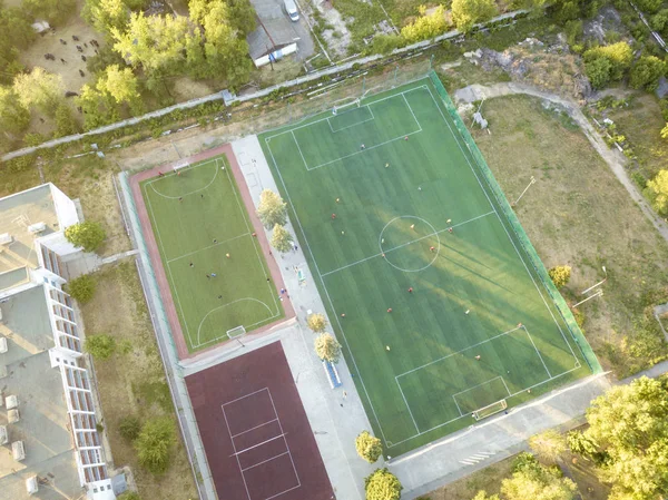 世界杯 2018 ロシアの全国代表チームのための空中サッカー練習場 — ストック写真