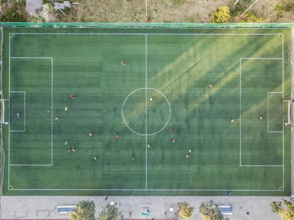 Aéreo Dos Equipos Nacionales Fútbol Juegan Practican Antes Del Campeonato —  Fotos de Stock