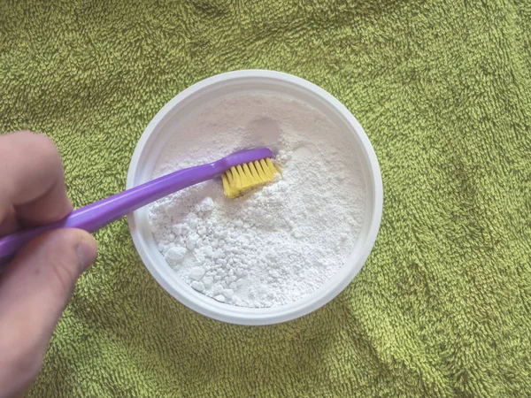 Toothbrush Dentifrice Bathroom Towel — Stock Photo, Image