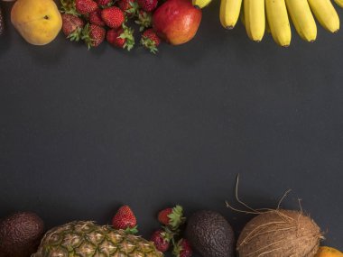 tropikal egzotik meyve alanı siyah kara tahta kopya alanı metin kopyalama