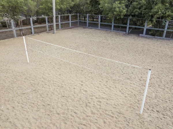 Εναέρια Μπιτς Βόλεϊ Δίχτυ Στο Άθλημα Αμμώδη Έδαφος — Φωτογραφία Αρχείου