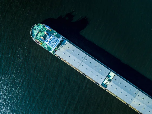 Close Part Big Barge Sea Water Texture Directly Overhead View — Stock Photo, Image