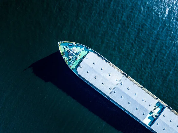 Close Part Big Barge Sea Water Texture Directly Overhead View — Stock Photo, Image