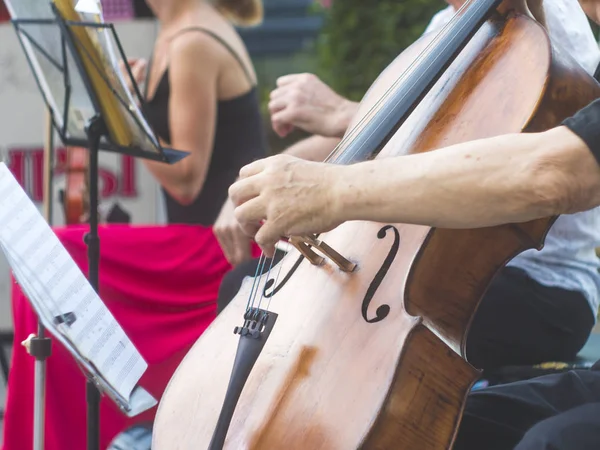 Nahaufnahme Straßenmusiker Spielt Violininstrument Jazzmusiker — Stockfoto