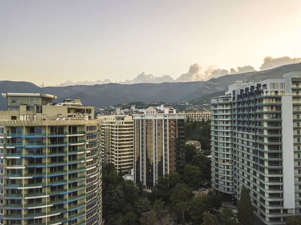 Vista Aérea Los Nuevos Rascacielos Residenciales Modernos Con Parque Muchos — Foto de Stock