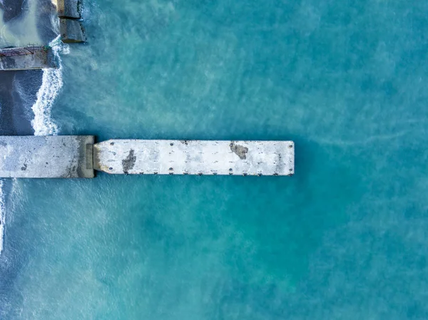 Vue Dessus Mer Conception Fond Jetée Avec Espace Copie Concept — Photo