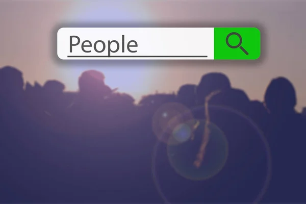 Pestaña de búsqueda en la parte superior de la imagen concepto con personas de la palabra g — Foto de Stock