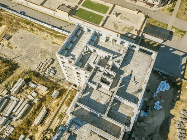 Luchtfoto bovenaanzicht van blok van platte bouw project f — Stockfoto