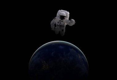 soyut duvar kağıdı veya astronot uzayda Dünya'ya yakın uçan. Bu görüntü Nasa f tarafından döşenmiş unsurları