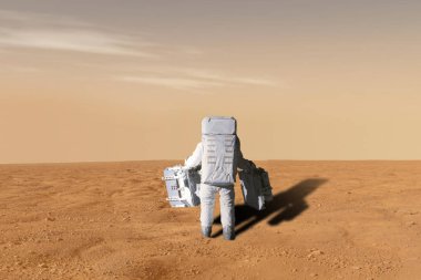 astronot mars gezegeni onun misyonu karada yapıyor. Güneş sistemi nasa tarafından döşenmiş bu görüntü b. unsurları