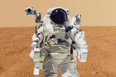 astronot mars gezegeni onun misyonu karada yapıyor. Güneş sistemi nasa tarafından döşenmiş bu görüntü b. unsurları