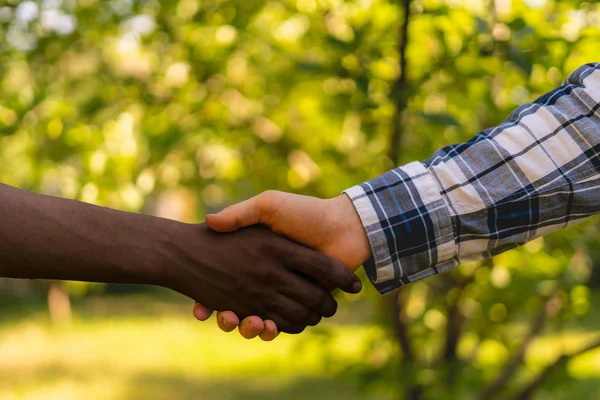 Jordbrukare skakar hand, tecknar avtal, jordbrukskoncept — Stockfoto