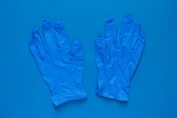 Пара Новых Латексных Голубых Медицинских Перчаток Изолированных Цветном Фоне — стоковое фото