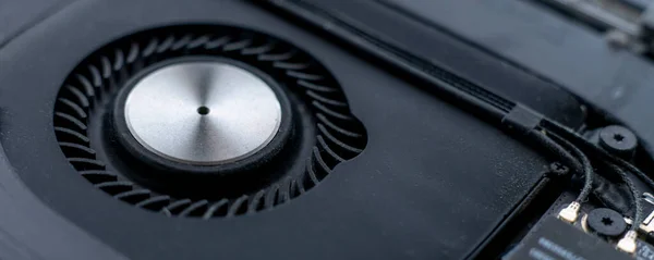 Černý Elektronický Ventilátor Počítačová Technika Hardware Makro Shot Vzduchový Ventilační — Stock fotografie