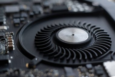 siyah elektronik fan, bilgisayar teknolojisi makro çekim, hava havalandırma sistemi