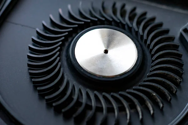 black electronic fan, computer technology hardware macro shot, air ventilation system
