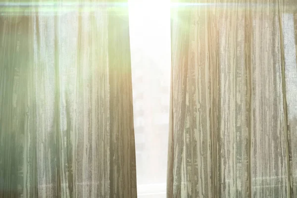 Window Curtains Sun Beam Wake Early Morning Time — Stock Photo, Image