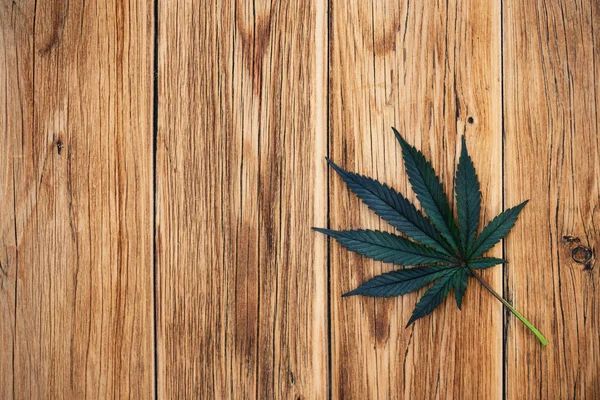 Marijuana Leaf Dark Wood Background Vintage Style Stock Image