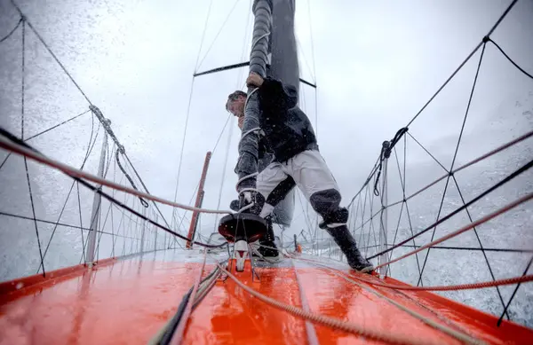 Muž Jachtě Během Tréninku Před Vendée Globe Kanálu Manche — Stock fotografie