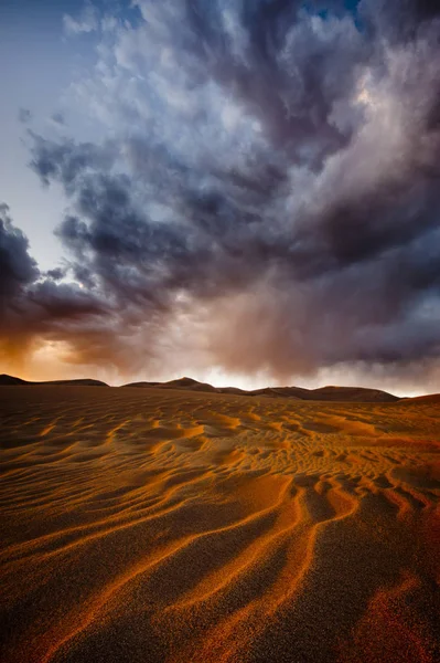 Dunes Sable Sous Ciel Orageux Coucher Soleil — Photo