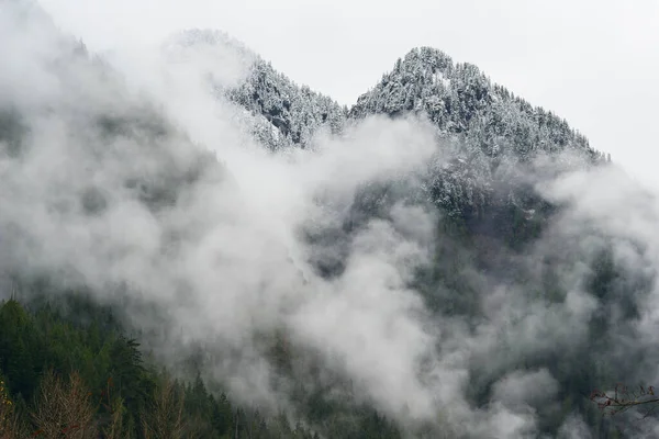 Північний Схил Єднані Держави Туман Хмари Котяться Крізь Вкриті Снігом — стокове фото