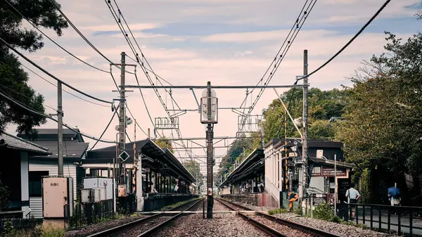 Kamakura Järnvägsstation Utsikt Från Järnvägsspår — Stockfoto