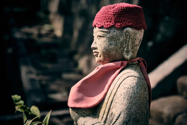 Jizo Steinskulptur Morgen Kenchoji Zen Tempel — Stockfoto