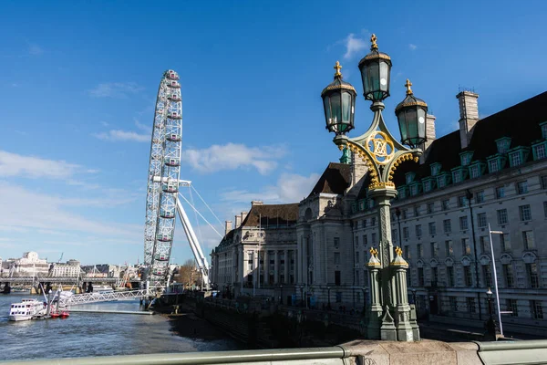 Veduta Del London Eye Del Tamigi — Foto Stock