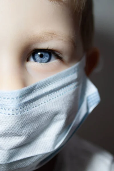 Little Boy Wears Protective Mask — Stock Photo, Image