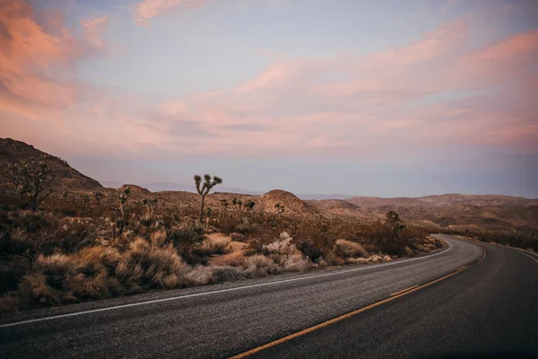 Windige Straße Rund Die Mojave Wüste Des Joshua Tree Nationalparks — Stockfoto