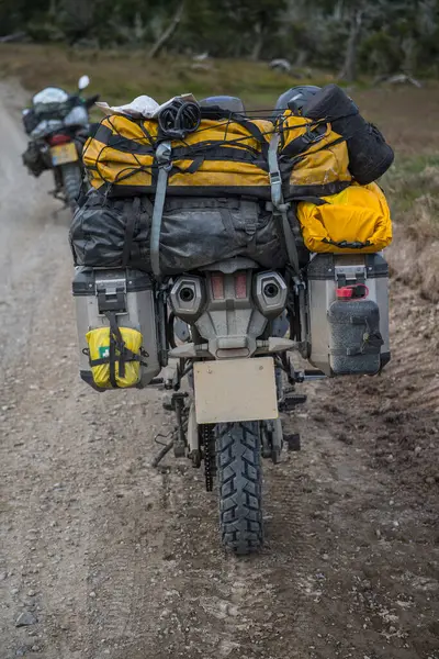 Motorcycle Luggage Standing Road Argentina — Stock Photo, Image