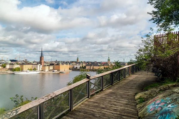 Monteliusvgen Med Stockholm City Sverige Bakgrunden — Stockfoto