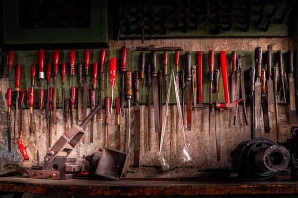 Oude Metalen Vijl Set Van Ambachtelijke Werkplaats — Stockfoto
