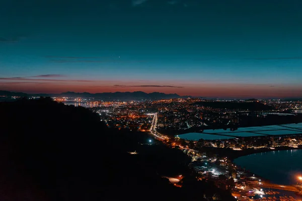 Вид Воздуха Ночной Город Место Путешествий Заднем Плане — стоковое фото