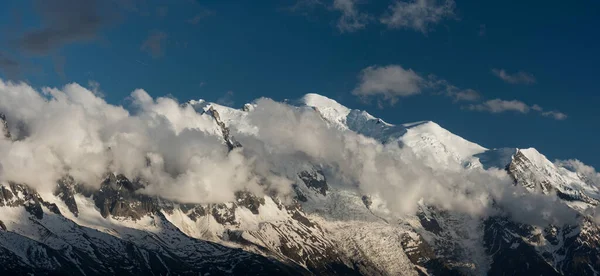 Panoramic Les Aiguilles Chamonix Και Mont Blanc 4808 Μέτρα Στα — Φωτογραφία Αρχείου