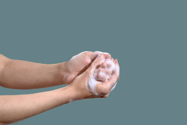 Cerrar Las Manos Con Jabón Sobre Fondo Concepto Higiene Atención —  Fotos de Stock