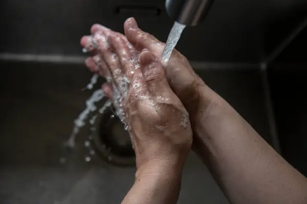 Person Washing Hands Kitchen — Stock Photo, Image