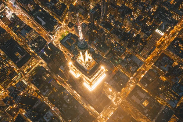 Gece Vakti Manhattan Empire State Binası Nın Nefes Kesici Hava — Stok fotoğraf